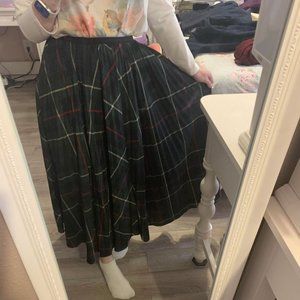 Polo Ralph Lauren Silk Plaid Maxi/Midi Skirt Elastic Waist Size 0